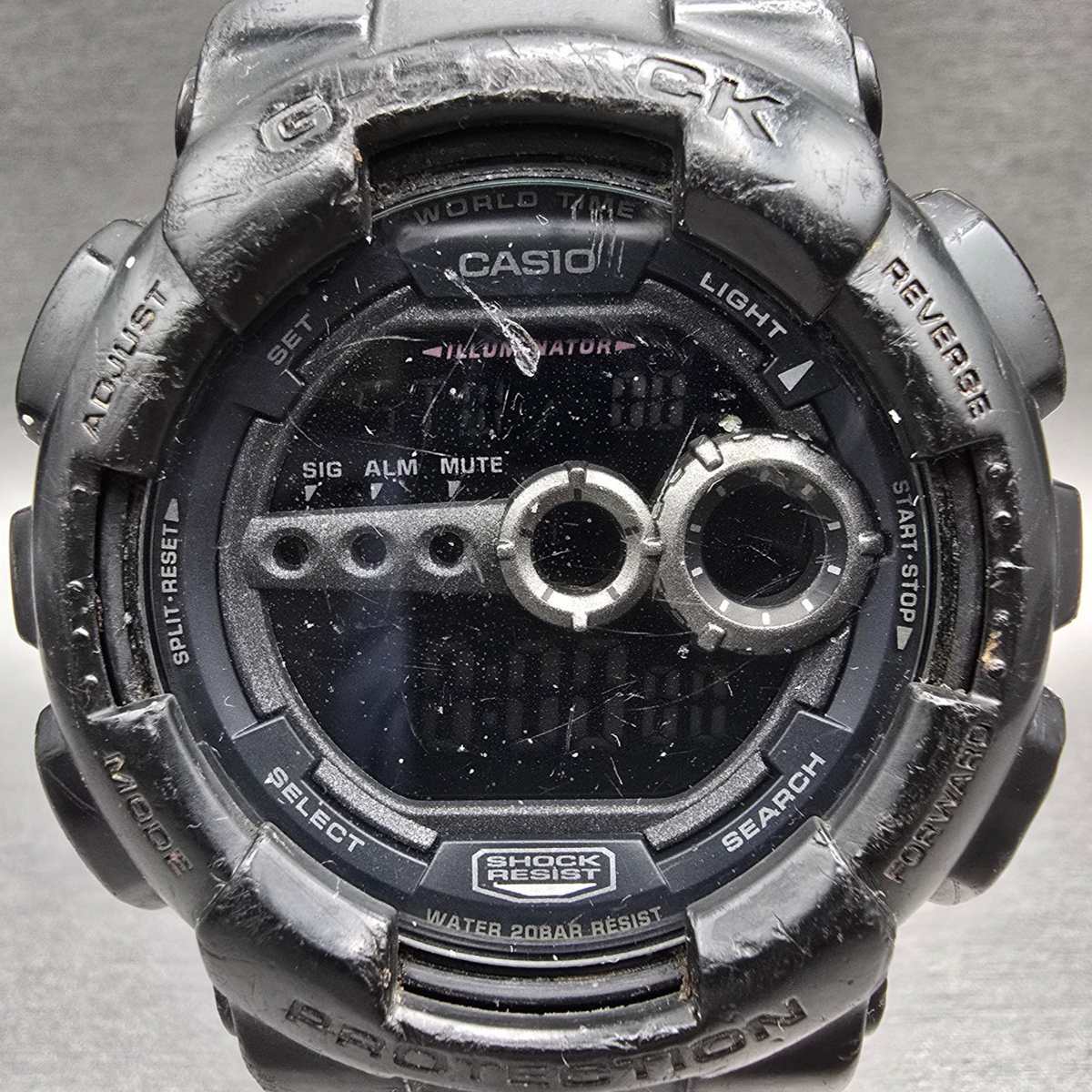 Casio G-Shock GD-100 Watch Men 51mm Black Chrono Alarm Round New Battery READ1