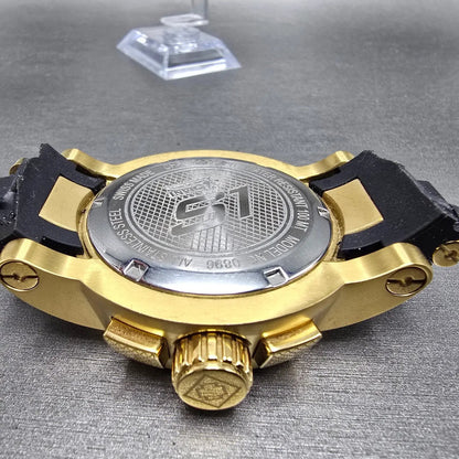 Invicta S1 Chronograph Watch Men 51mm Black Dial Gold Tone Date 0896 New Battery9