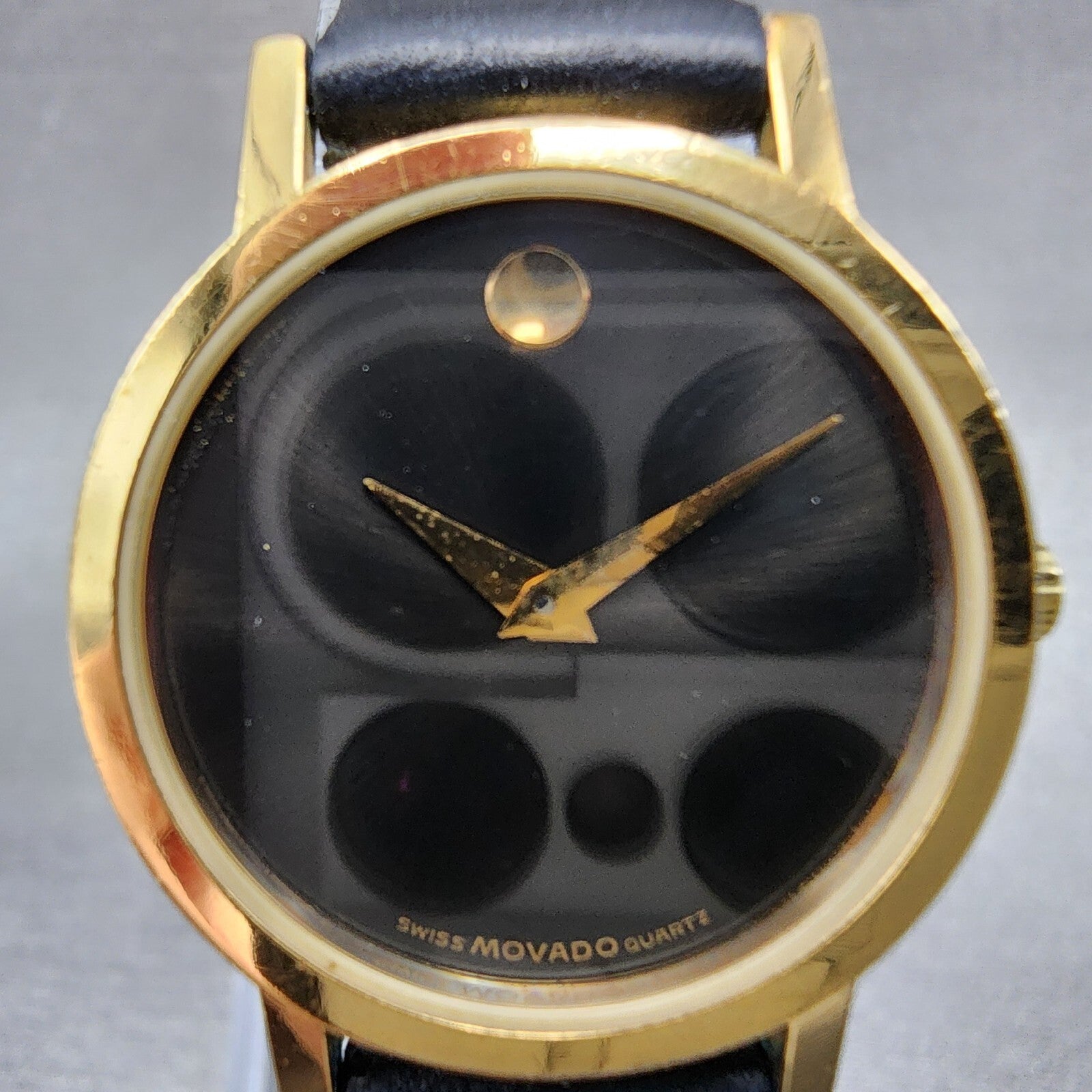 Movado Museum Watch Women 25mm Black Dial Gold Tone Round 8725832 New Batt B121