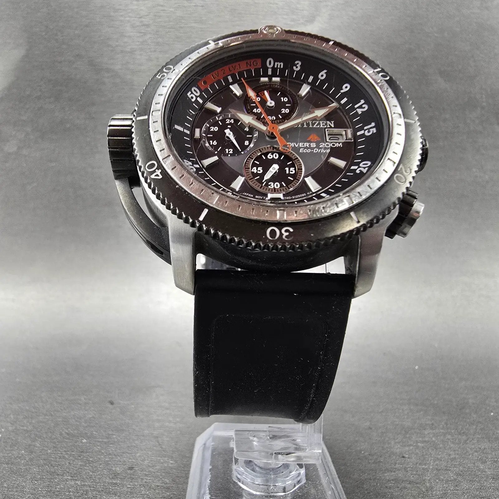 Citizen Promaster Chronograph Watch Men 44mm Black Dial Steel BJ2128-05E Runs6