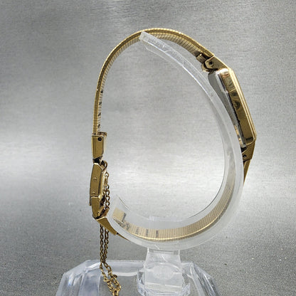 Seiko watch Women 13mm Champagne Dial Gold Tone Rectangle 2e205019 New Battery9