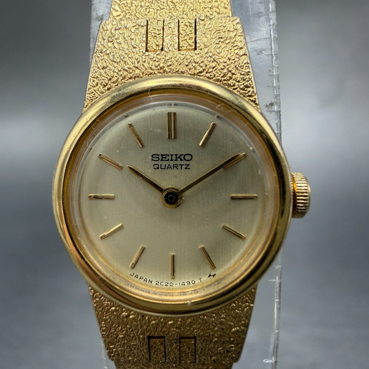 Seiko Watch Women 18mm Champagne Dial Gold Tone Round 2C20-0209 New Battery1
