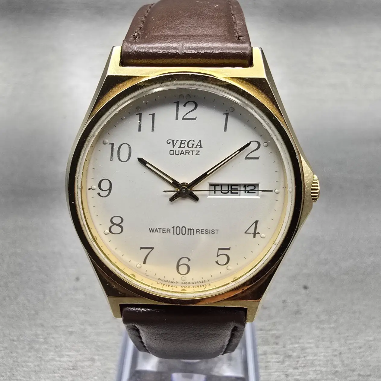 Citizen Vega Watch Men 35mm White Dial Gold Tone Daydate 3J00-406761 New Battery0