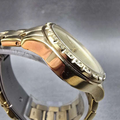 Fossil Watch Women 34mm Champagne Dial Gold Tone Date Round BQ3375 New Battery3