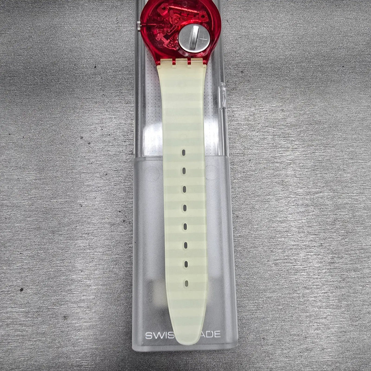 Swatch Fritto Misto Watch Men 34mm Black Dial Red Case GR114 New Battery NOS10