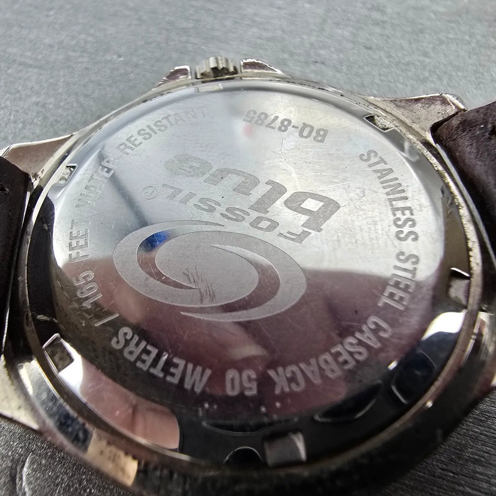 Fossil Blue Watch Men 40mm Silver & Blue Dial Steel Daydate BQ-8785 New Battery9