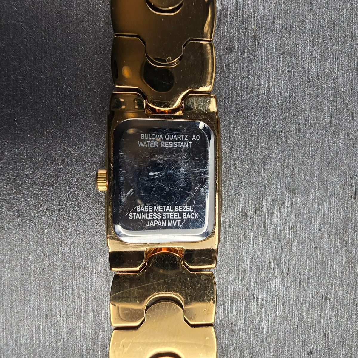 Bulova Tank Watch Women 16mm Black Dial Gold Tone Rectangle 97S55 New Battery10