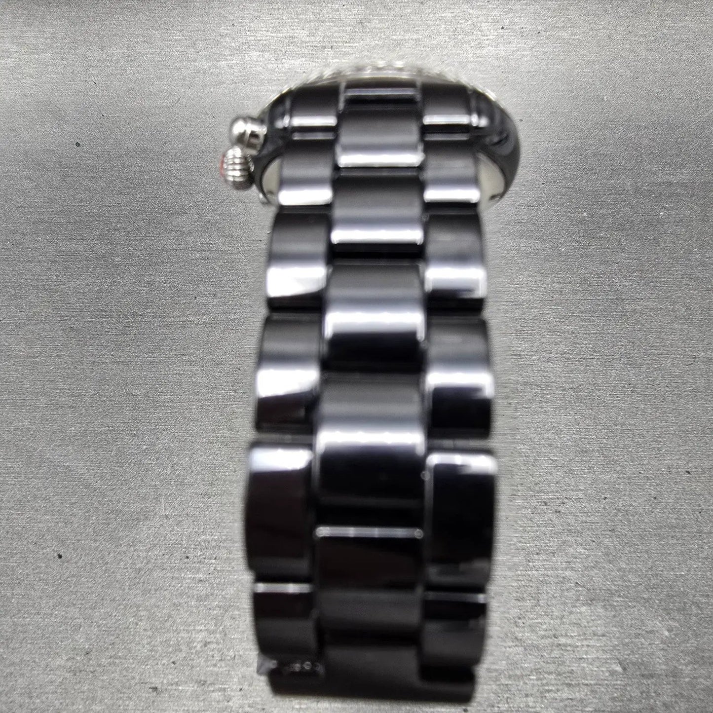 Michele CSX Chronograph Diamond Watch Women 37mm Black Dial Ceramic New Battery8