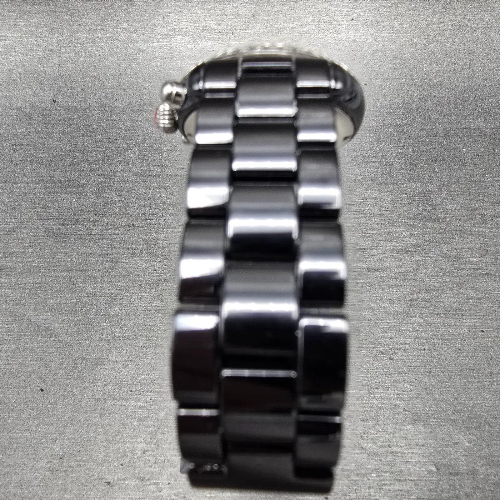 Michele CSX Chronograph Diamond Watch Women 37mm Black Dial Ceramic New Battery8
