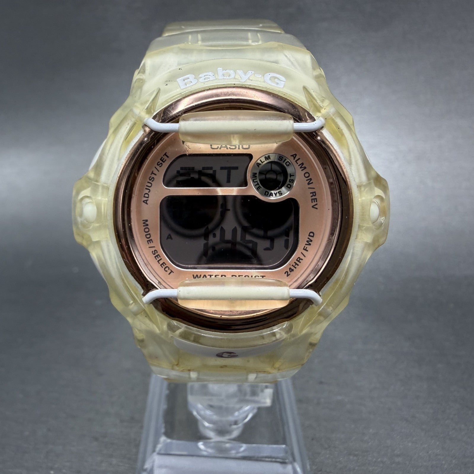 Casio Baby-G Watch Women Rose Clear Digital Alarm Chronograph BG-169G New Batt0