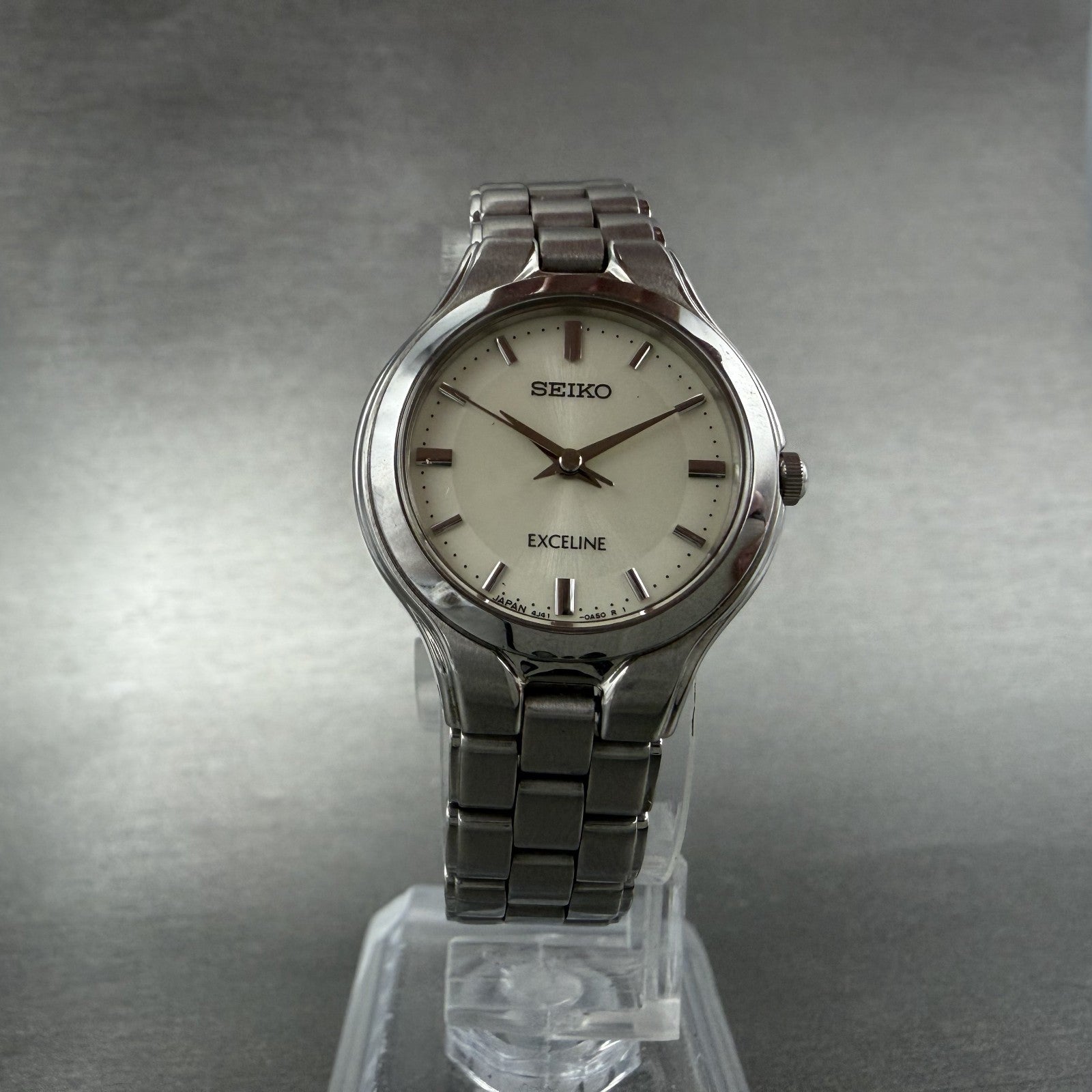 Seiko Exceline Watch Women 24mm White Dial Silver Tone 4J41-0A50 New Battery5