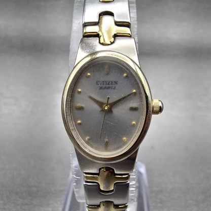Citizen Watch Women 17mm Silver Dial Two Tone Oval 5930-S004578 New Battery VTG0