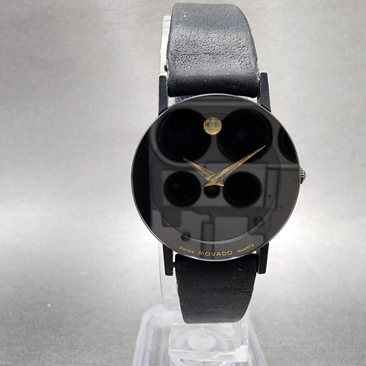 Movado Museum Watch Women 25mm Black Dial Black Tone Round 8725855N New Batt0