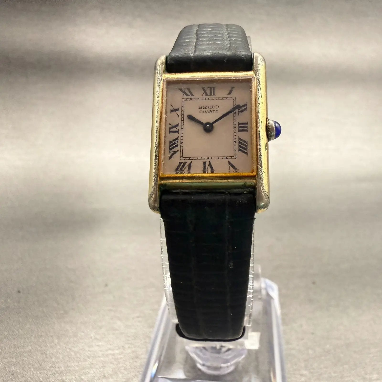 Seiko Watch Women 17mm Cream Dial Gold Tone Rectangle 1400-5039 New Battery VTG5