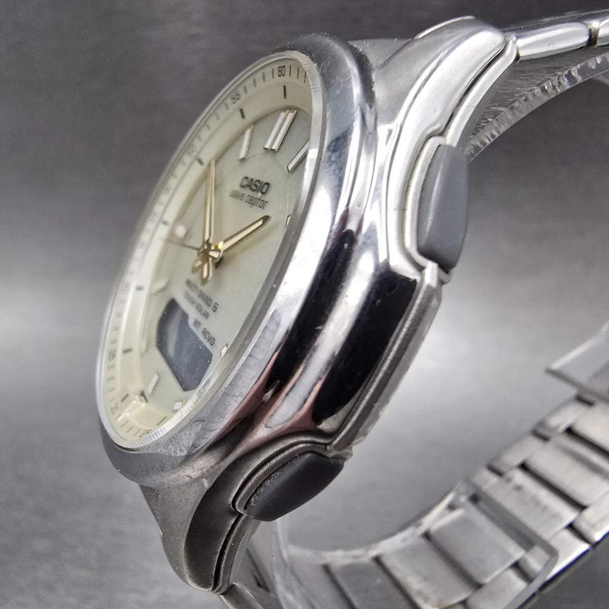 Casio Wave Ceptor WVA-M630 Watch Men 42mm Champagne Dial Steel Solar Ana Digi JP2