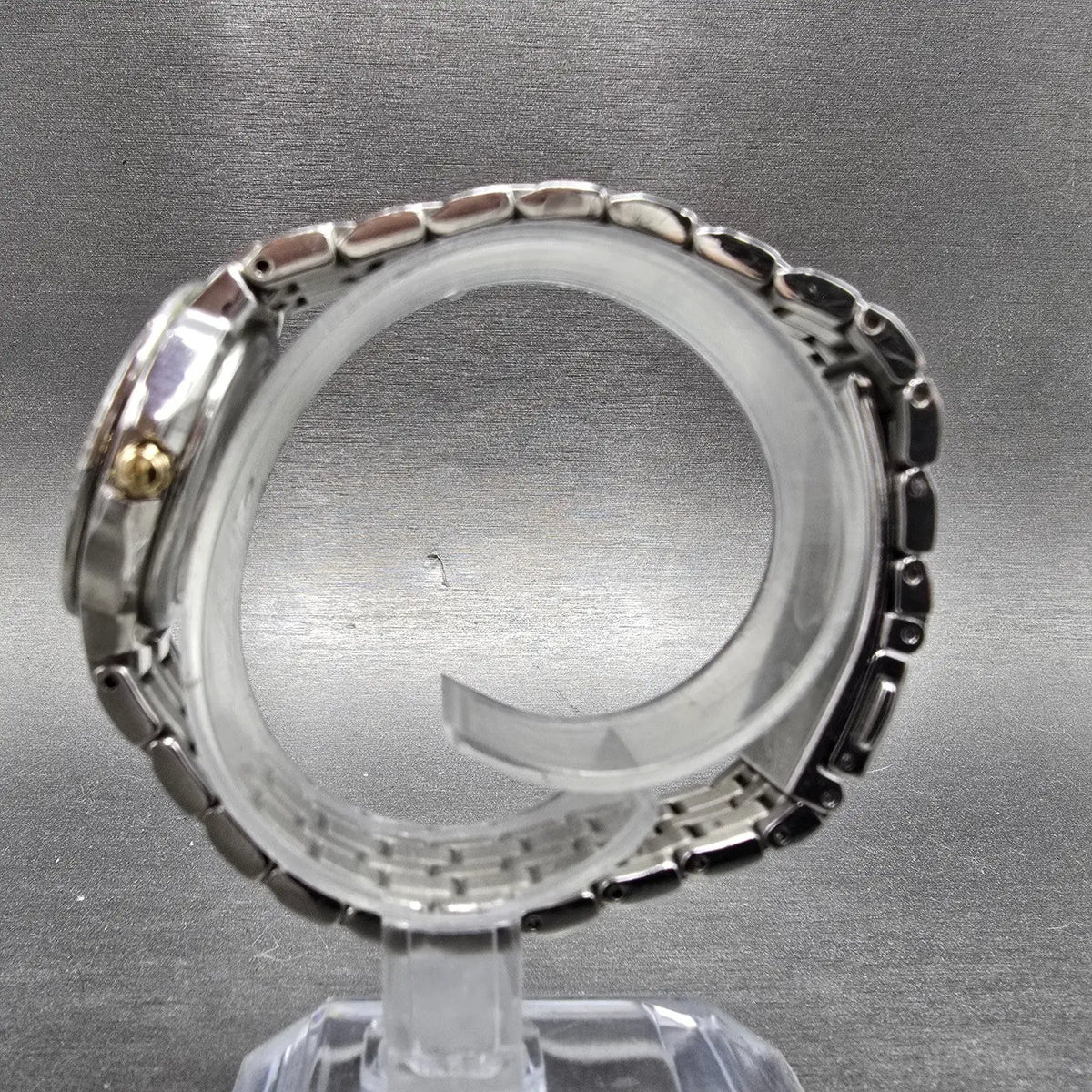 Eco-Drive Silhouette Crystal Watch Women 28mm White Dial Silver Date EW2340-58A6