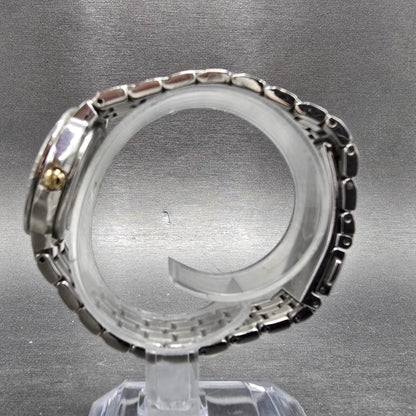 Eco-Drive Silhouette Crystal Watch Women 28mm White Dial Silver Date EW2340-58A6
