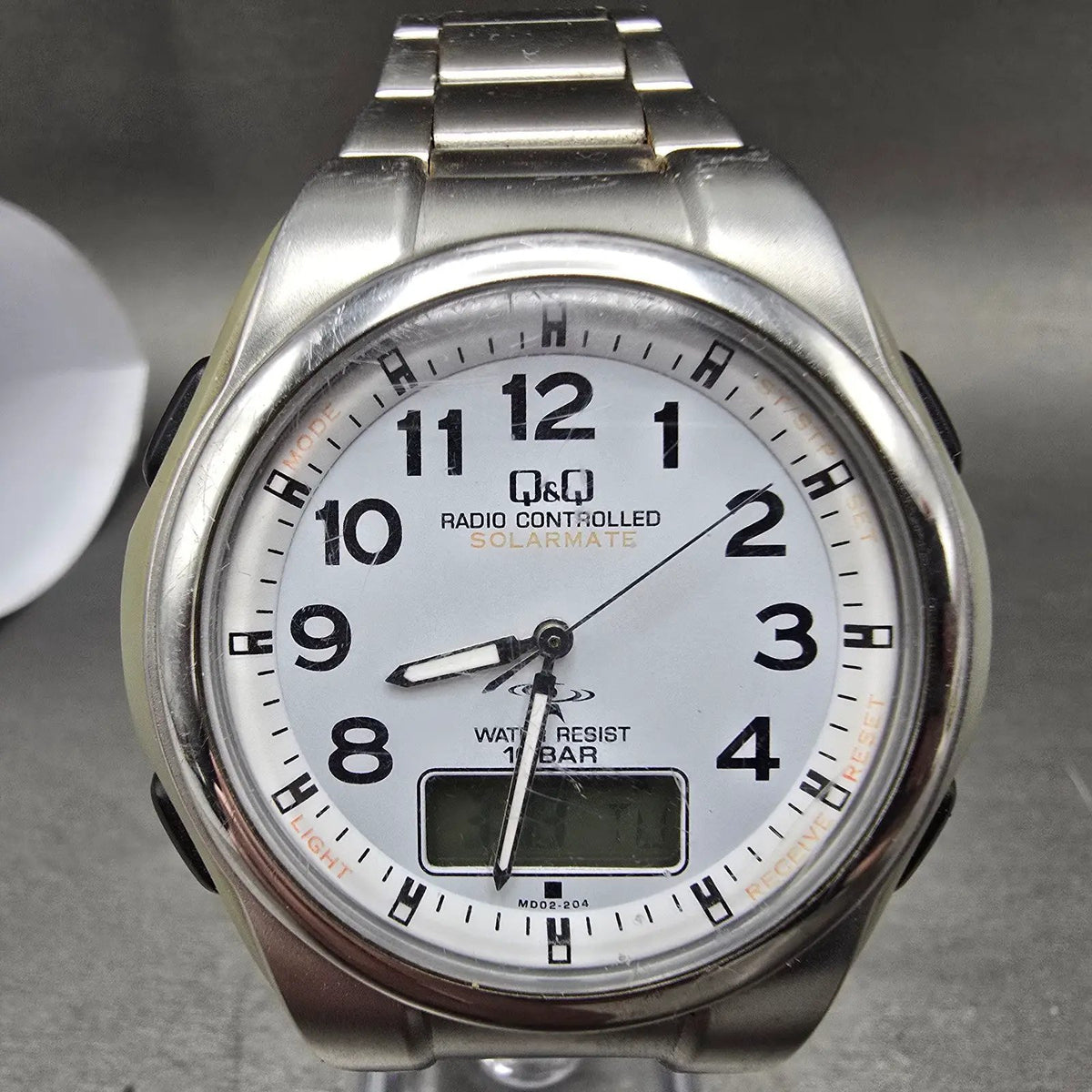 Citizen Q&Q Watch Men 43mm White Dial Silver Alarm Chronograph Solar Works JDM0