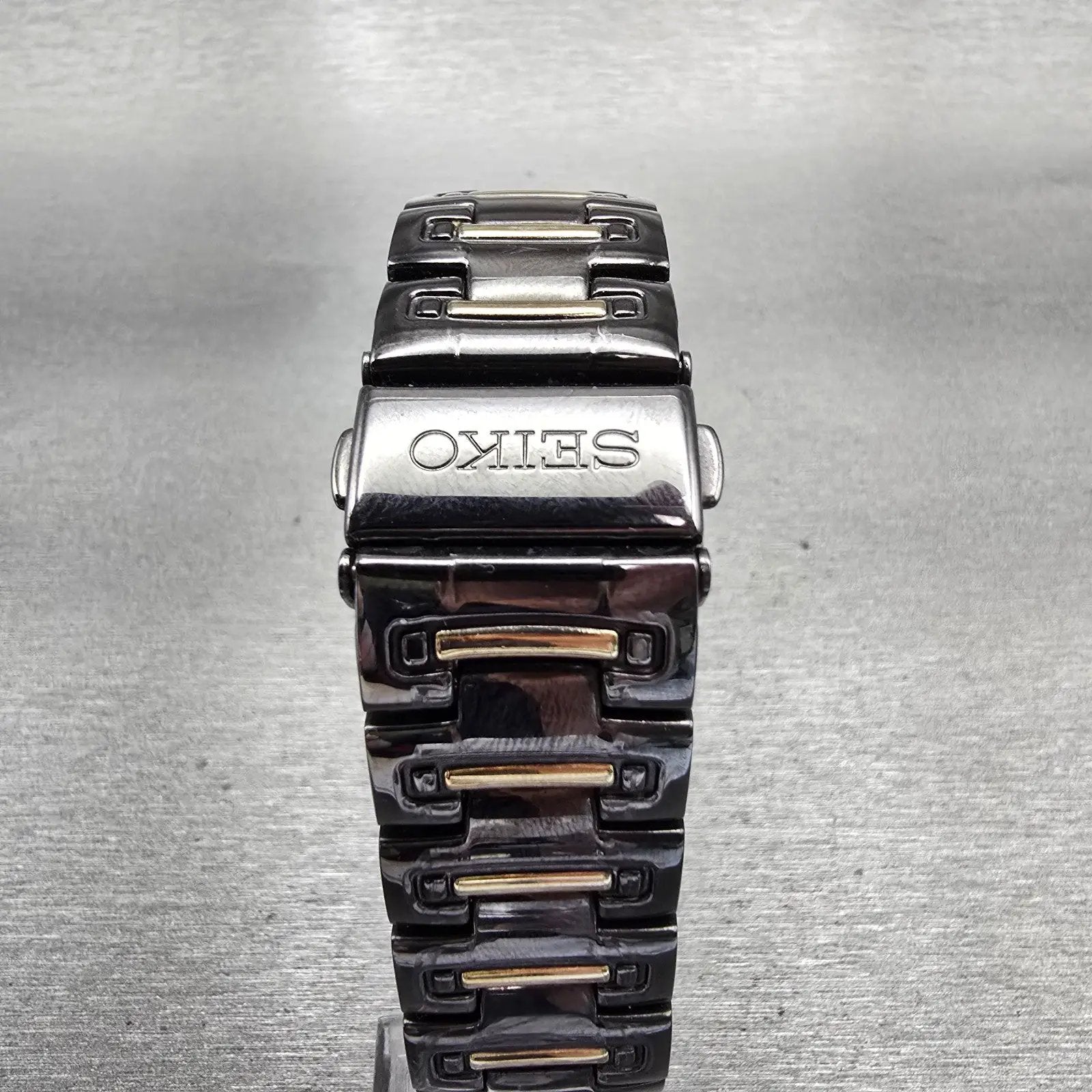 Seiko Tank Watch Men 30mm Black Dial Black Tone Date Rectangle 7N39-0AT0 NewBatt7