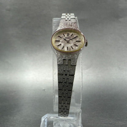 Seiko Watch Women 17mm Silver Dial Silver Tone Oval 1400-7389 New Battery VTG G55