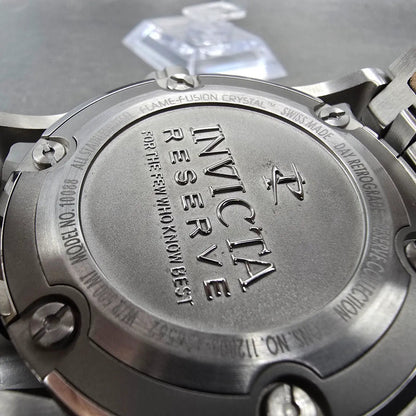 Invicta Reserve Watch Men 52mm Black Dial Silver Tone Daydate 10088 New Battery11