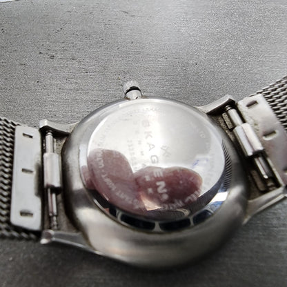 Skagen Watch Women 28mm Black Dial Stainless Steel Round Mesh Band New Battery9