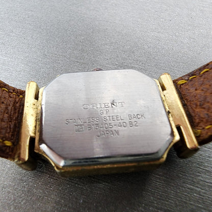 Orient Tank Watch Women 20mm Cream Dial Gold Tone Octagon B1540540 New battery9