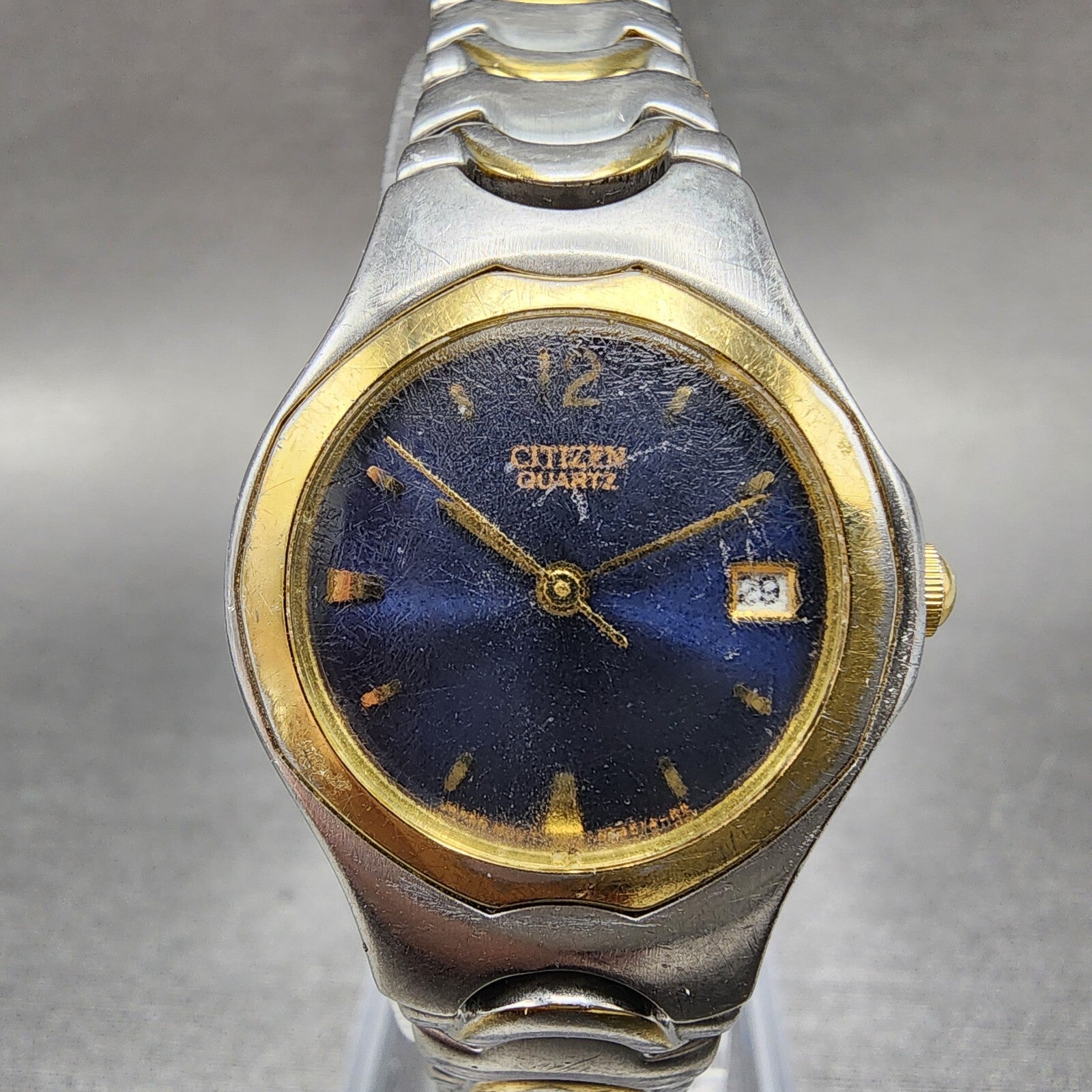 Citizen Watch Women 25mm Blue Dial Two Tone Date Round 1012S76183 New Battery0