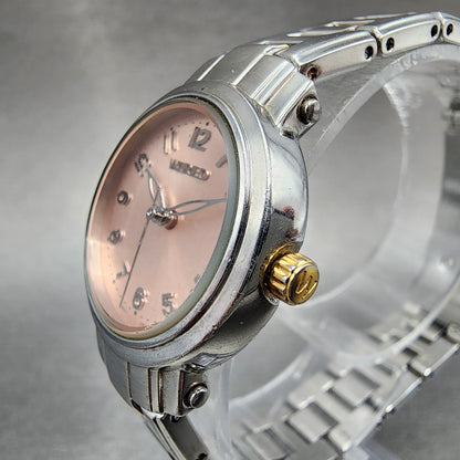 Seiko Wired Watch Women 25mm Pink Dial Two Tone Round 7N010CN0 New Battery2