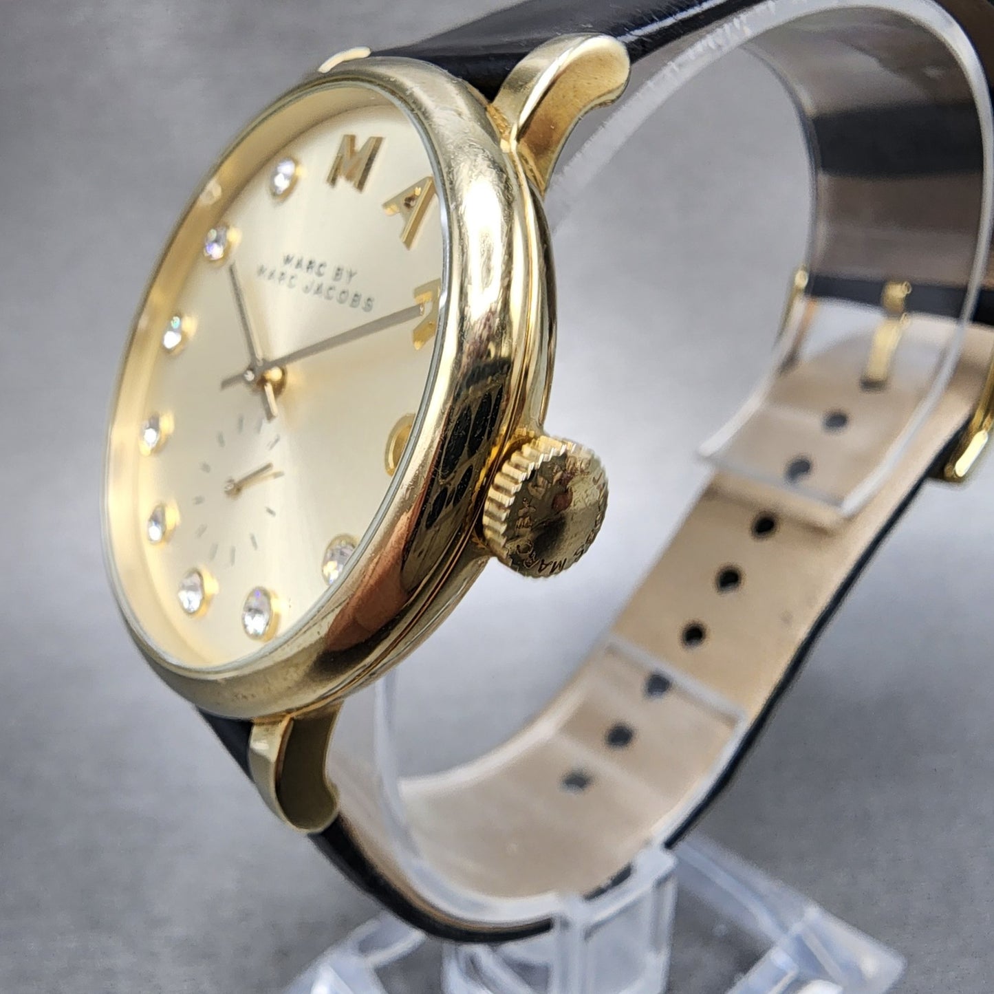 Marc By Marc Jacobs Baker Watch Women 36mm Gold Dial Gold Tone Round New Battery3