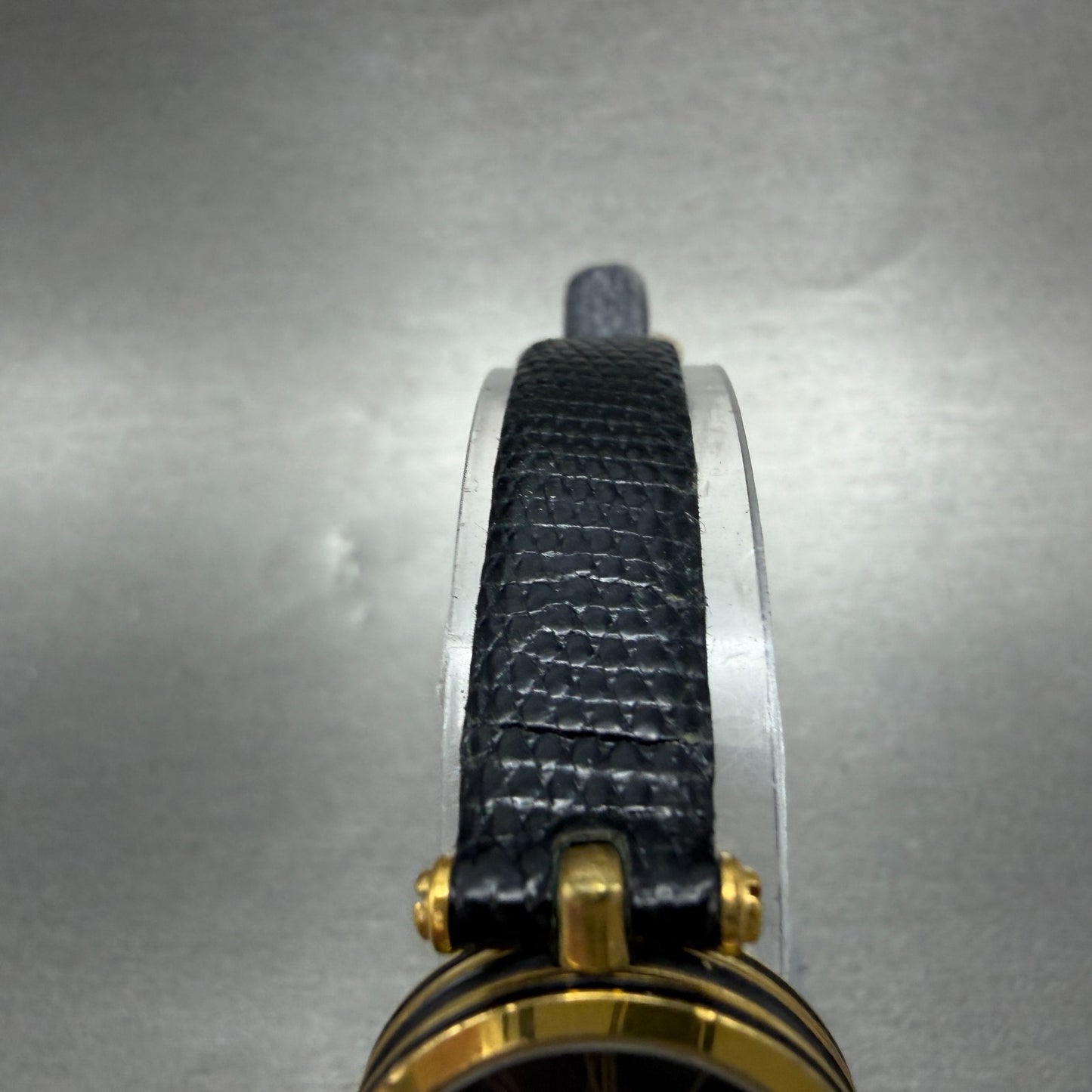 Gucci 2000L Watch Women 22mm Black Dial Gold Plated Round New Battery VTG PRWQ4
