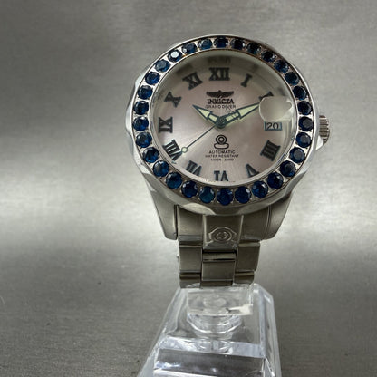 Invicta Grand Diver Watch Women 38mm Silver Dial Steel Gem Set Date Automatic5