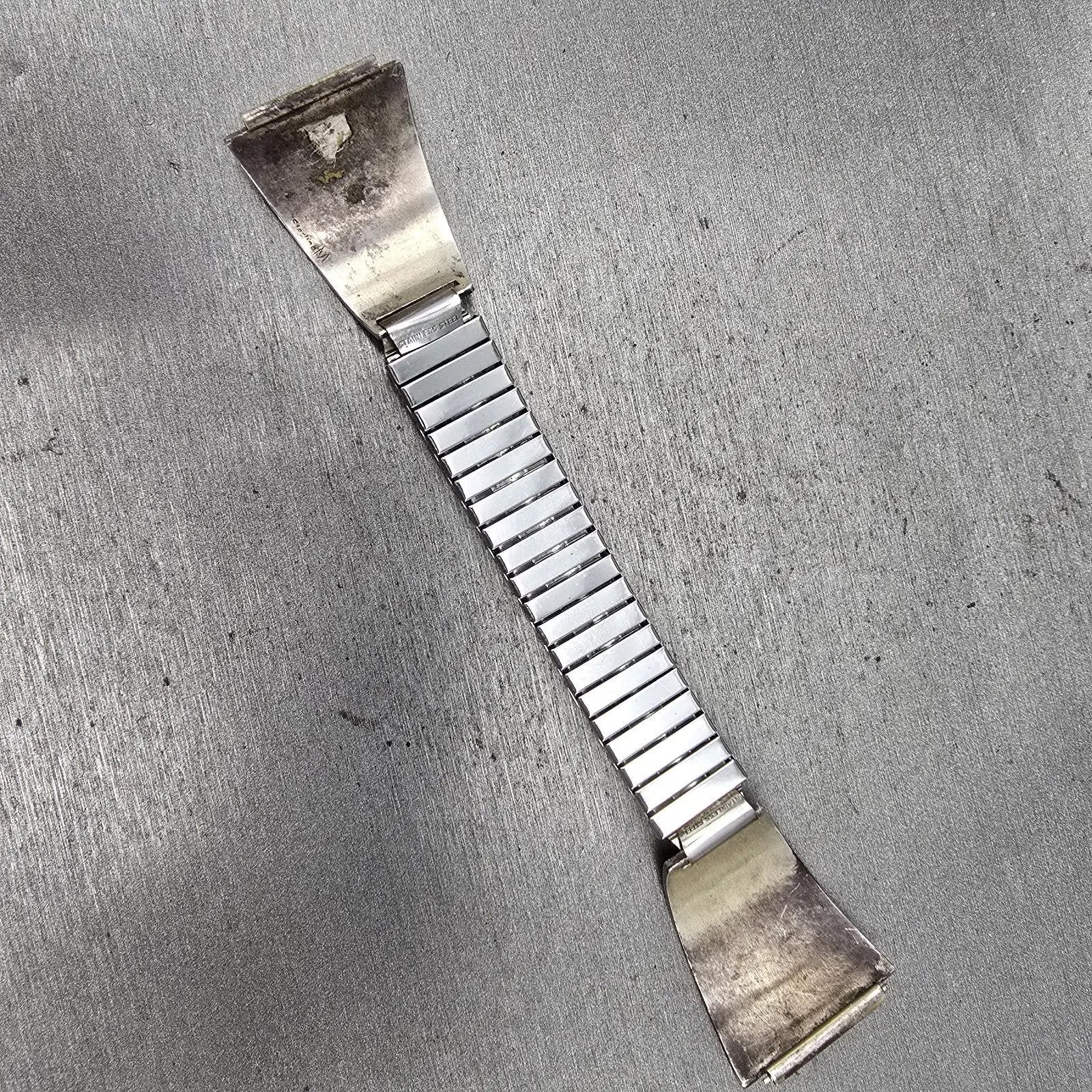 Navajo Sterling Silver Watch Band Tips 20mm Warrior Design Stretch Band VTG6