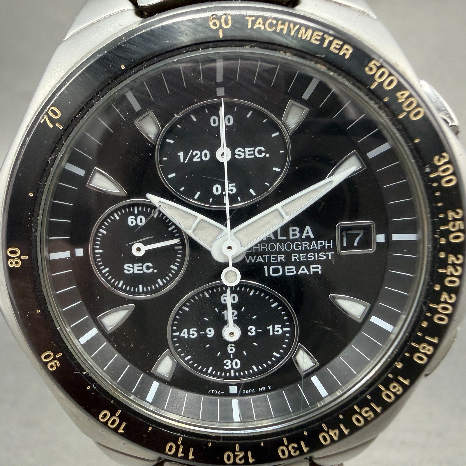Seiko Alba Chronograph Watch Men 42mm Black Dial Steel Date Round New Battery1