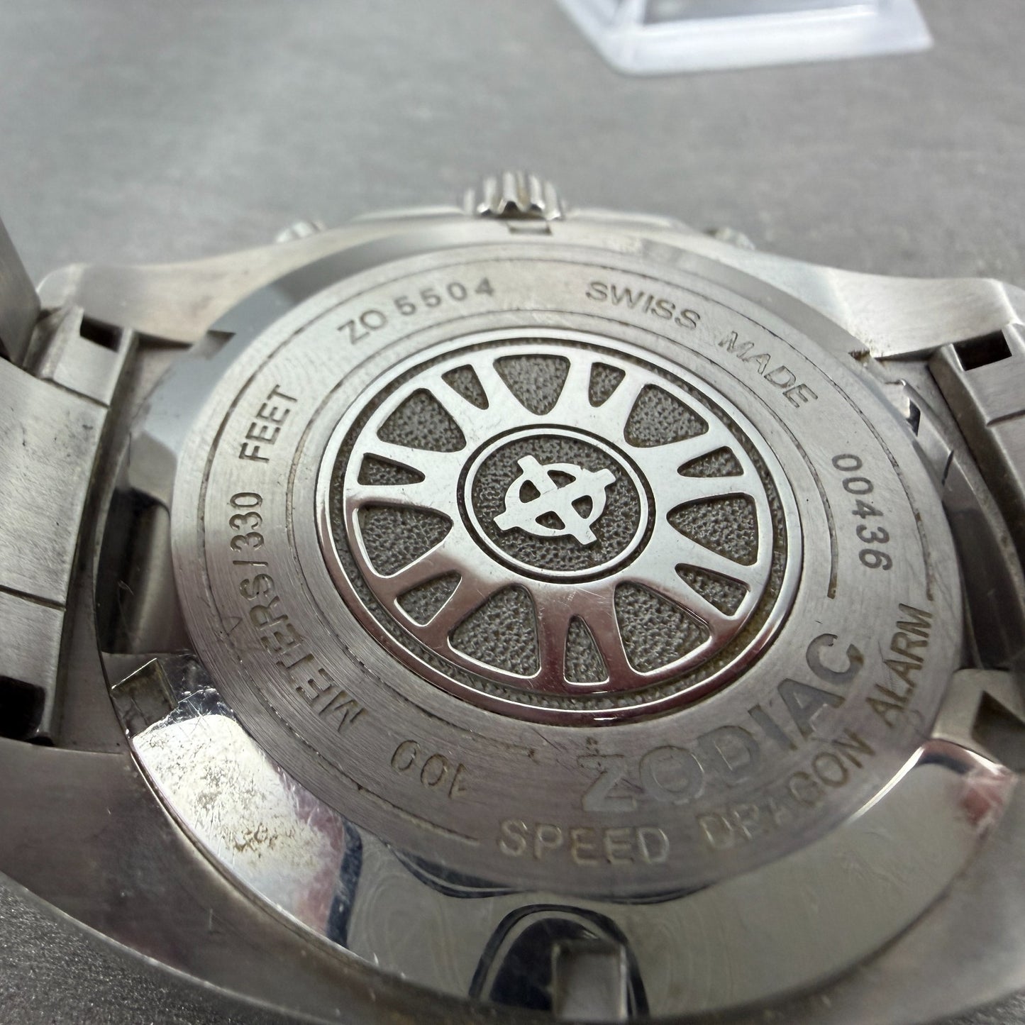 Zodiac Speed Dragon Chrono Watch Men 43mm Black Dial Steel Alarm Date New Batt9