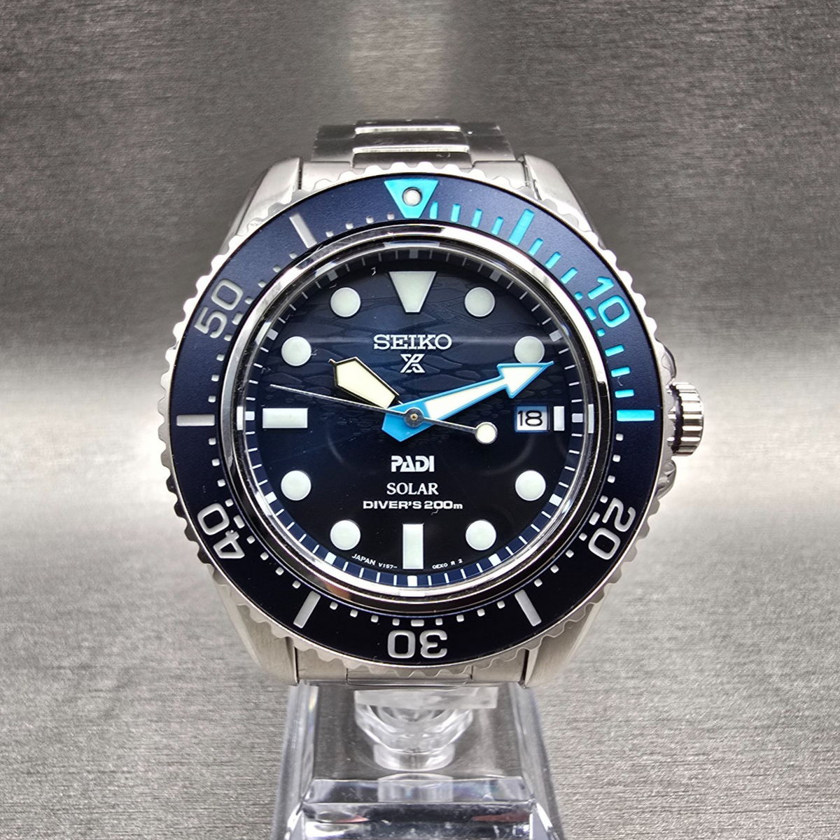 Seiko Prospex PADI Great Blue Watch Men 43mm Blue Dial Steel Solar SBDJ057 W/Box0