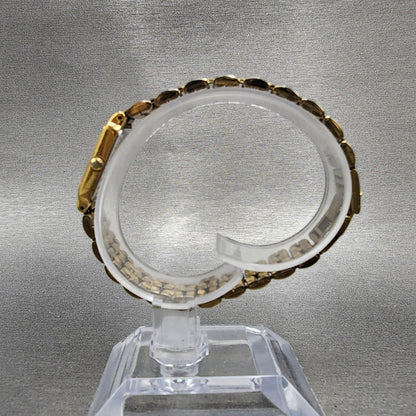 Seiko Tank Watch Women 13mm Silver Tone Gold Tone Rectangle 2e206859 NewBattery6