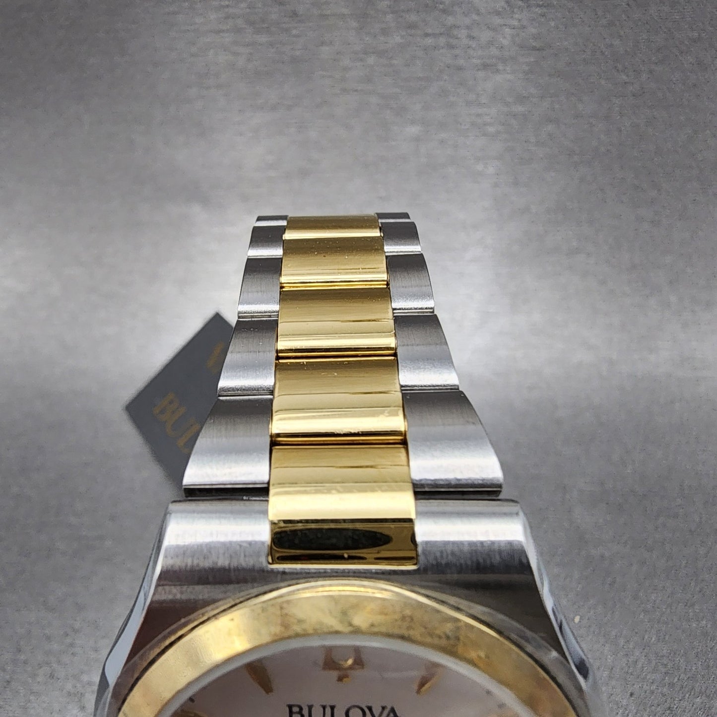 Bulova Surveyor Watch Women 34mm White Dial Two Tone Date Round Bracelet 98M1324
