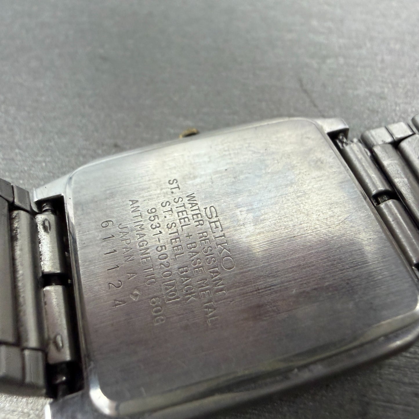 Seiko Chronos Tank Watch Men 27mm Champagne Dial Two Tone 9531-5020 New Battery9