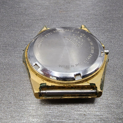 Seiko SQ Watch Men 37mm Black Dial Gold Tone Daydate 7559-6009 PARTS