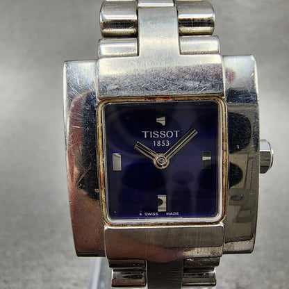 Tissot Tank Watch Women 22mm Blue Dial Steel Rectangle L370K New Battery1
