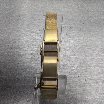 Citizen CQ Watch Women 16mm Gold Dial Gold Tone Oval 3220-S16881 New Battery VTG7