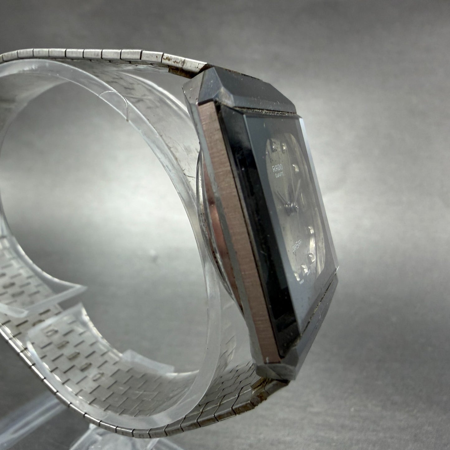 Rado Diastar Watch Men 30mm Silver Dial Tungsten Case Date Rectangle New Battery3