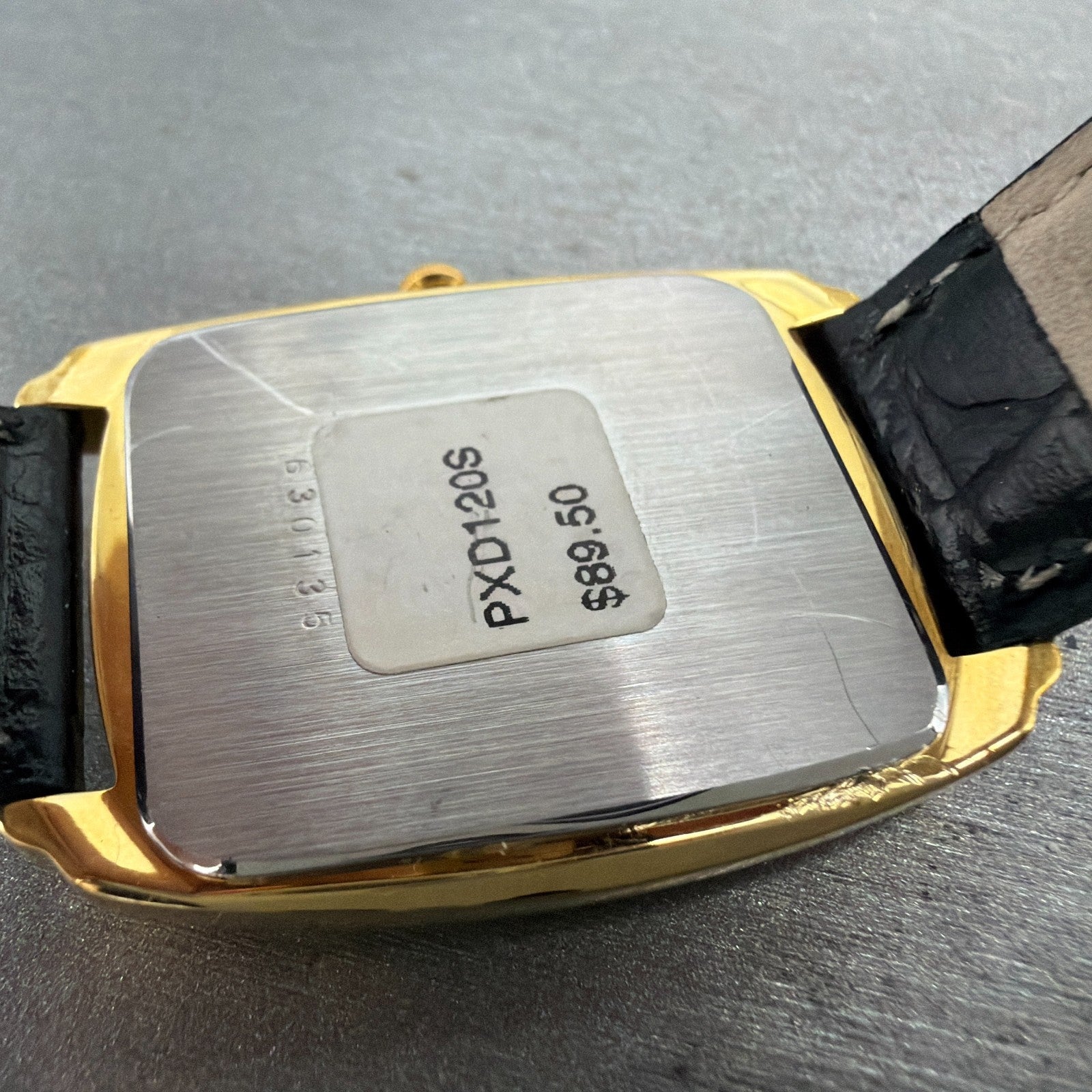 Pulsar Tank Watch Men 31mm Black Dial Gold Tone Date  SAMPLE PARTS10
