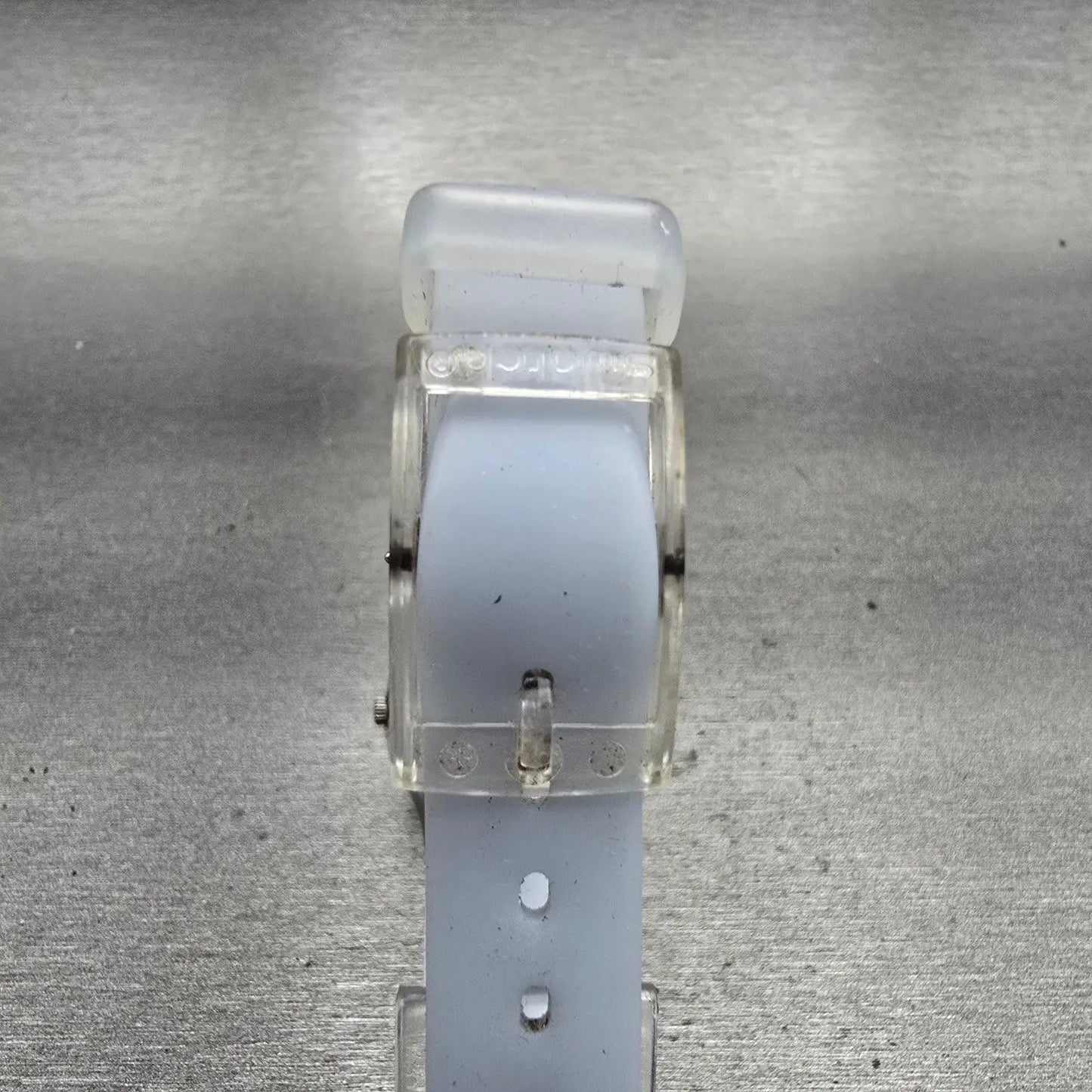 Swatch CASUAL BLUE Watch Women 25mm Blue Dial Clear Case Round LK396 New Battery7