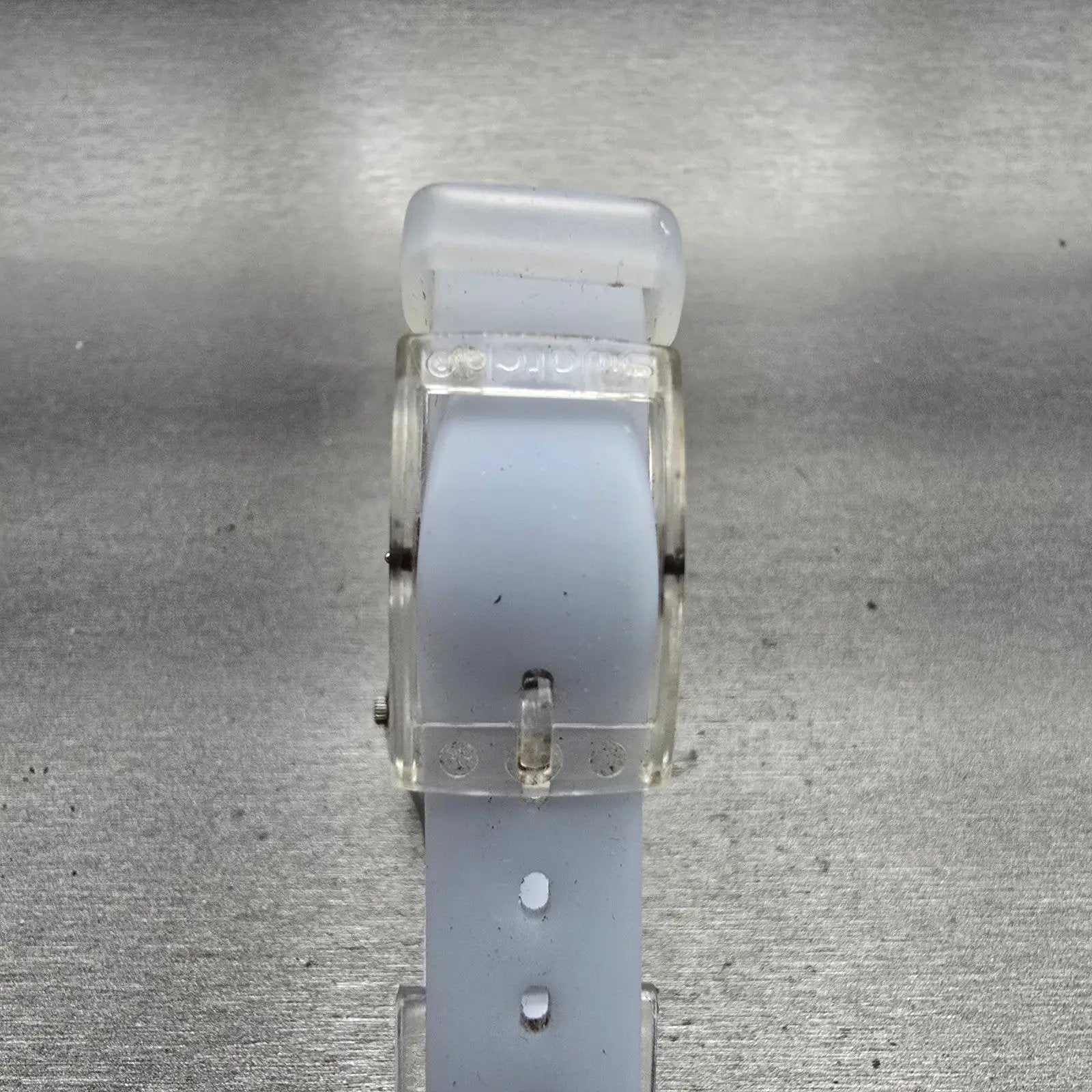 Swatch CASUAL BLUE Watch Women 25mm Blue Dial Clear Case Round LK396 New Battery7