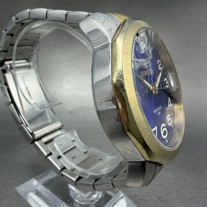 Invicta Watch Men 44mm Blue Dial Two Tone Date Round 6864 CRACKED!!! New battery3