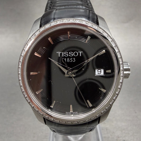 Tissot Couturier Watch Women 32mm Black Dial Steel Diamond Bezel NO CASEBACK0