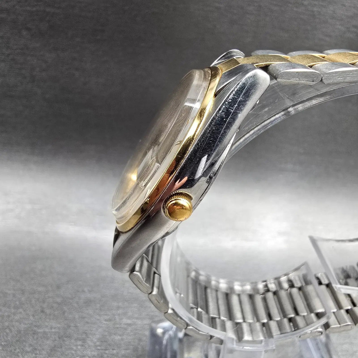 Seiko SQ Watch Men 33mm Silver Dial Two Tone Date Round 5Y22-6009 New Battery2