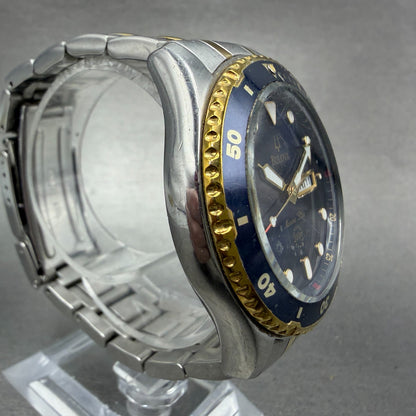 Bulova Marine Star Dive Watch Men 42mm Blue Dial Two Tone Daydate 98C58 New Batt3